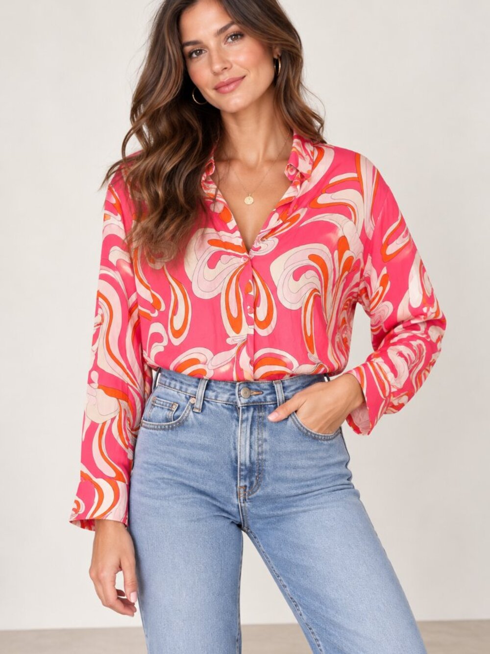 L'Agence Nina Long Sleeve Silk Blouse
